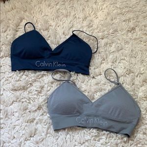 2 Brand New Calvin Klein Bralettes (navy and grey)